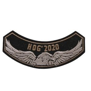 Harley Davidson HOG 2020 Rocker Patch Embroidered Eagle Silver Black Gold